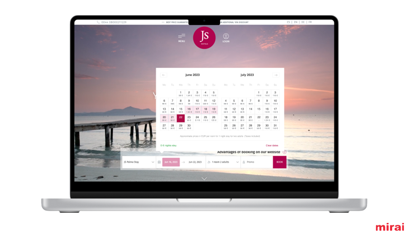 calendário preços Mirai integrado website