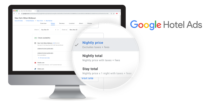 Google Hotel Ads aumenta a transparência na hora de mostrar os preços