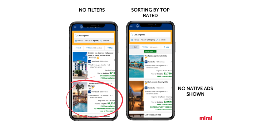 naive ads Booking Mirai top rated