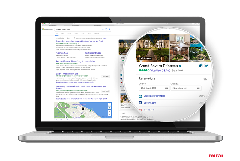 Bing hotel price ads Mirai